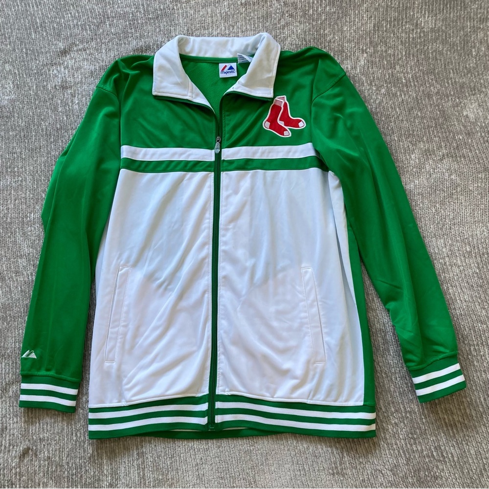 Majestic Boston Red Sox Green Zip Up Jacket 2XLT Vintage MLB Rare‎